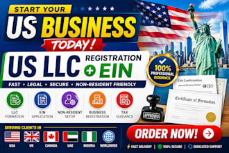 help you register US llc, ein  business setup legally