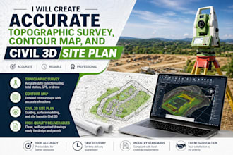 create accurate topographic survey, contour map, and civil 3d site plan