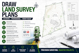 draw land survey plans site plan boundary construction, topography geodetic plan