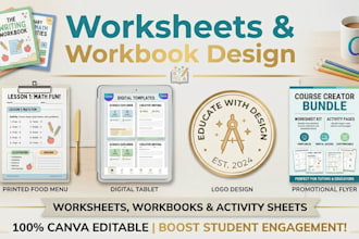 design canva worksheet, activity sheet, workbook, educational templates, posters