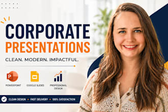 corporate business presentation design, clean modern powerpoint slides