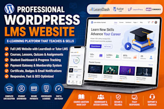 create wordpress lms website, elearning platform with learndash or tutor lms