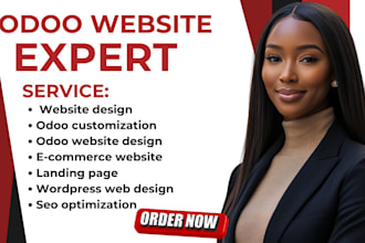 design or setup odoo website, odoo ecommerce as your odoo developer landing pag