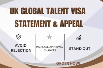 write winning  global talent visa statement,  endorsements, appeals