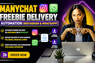 build manychat freebie delivery automation for instagram and whatsapp
