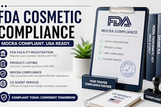 do fda cosmetic registration mocra compliance, product listing and US agent