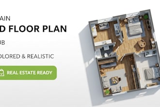 create 3d floor plan render with colored layout