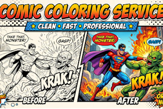 professionally flat color comic pages, webtoon episodes and manga chapters