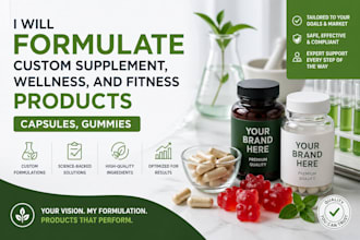 formulate custom supplement, wellness, and fitness products capsules, gummies
