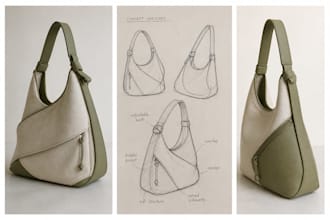 design bags technical drawing and tech pack