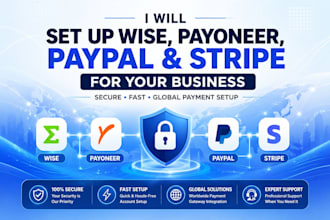 set up wise payoneer paypal stripe business accounts