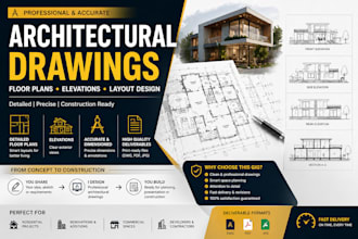 create architectural and contruction drawing, house plan  layout, floor plans