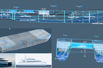 professional naval architect ship boat design, 3d model structural analysis