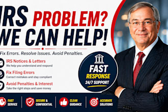 resolve irs tax issues, fix errors and help you avoid penalties fast in 24 hours