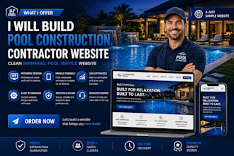 build pool construction, contractor website clean swimming, pool service website