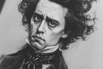 draw the best portrait in halloween or tim burton style