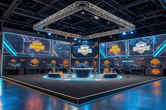 provide 3d esports booth design for stunning gaming stage and fan activation