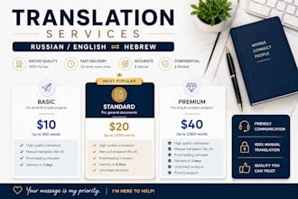 translate from russian or english to hebrew professionally