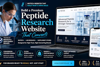 build lab peptide research website biotech website supplement store