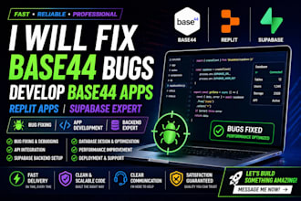 fix base44 bugs, develop base44 apps, replit apps, supabase expert, lovable apps