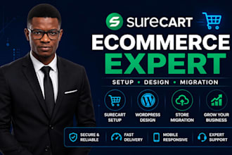 fix bugs, setup surecart ecommerce SEO website design wordpress store migration