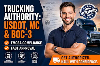 handle dot, mc and boc 3 registration for trucking companies
