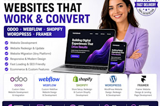 develop update migrate odoo website webflow shopify wordpress framer design
