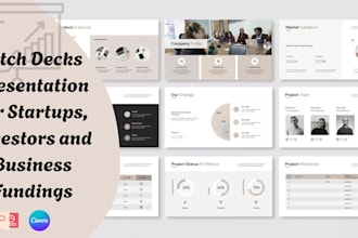 design pitch decks presentation for startups, investors and business fundings