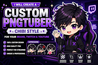 create a customize pngtuber character for your brand in chibi style illustration