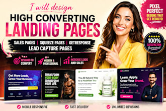 design landing pages, sales pages, squeeze pages, getresponse lead capture page