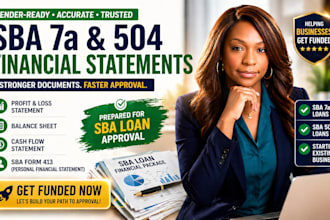 prepare financial statements for sba 7a and 504 loan applications