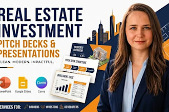 real estate investment pitch deck, property presentation, clean modern design