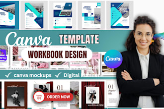 design etsy digital product, canva ebook, workbook, canva mockup template