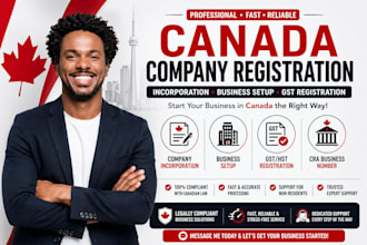 register your company in canada incorporation, business setup,  gst registration