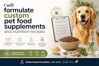 formulate custom pet food supplements and nutrition recipes