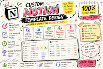 design a custom notion template dashboard for productivity and workflow 24hrs
