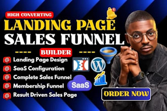 build landing page design, sales funnel, email funnel and click funnel setup