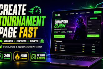 design a gaming or crypto tournament landing page with registration