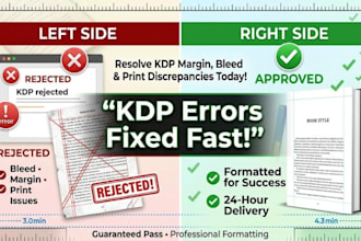 fix and resolve your amazon kdp print, bleed, and margin rejection errors