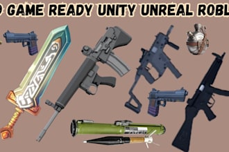 unique 3d game assets weapon props 3d model unity unreal roblox asset game ready