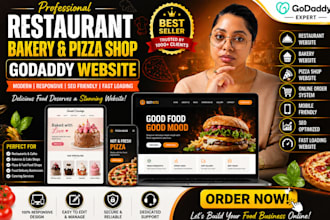 build food restaurant godaddy, bakery website, pizza shop website