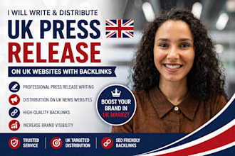 write and distribute UK press release on UK websites with backlinks
