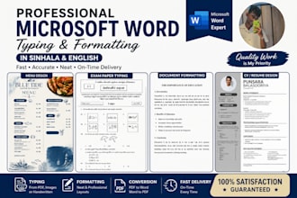 do professional microsoft word typing and formatting in sinhala and english
