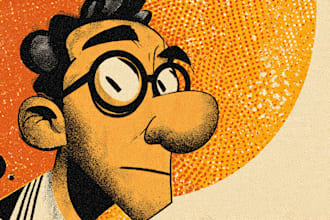 draw retro vintage cartoon character illustration