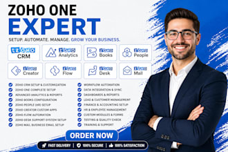 setup zoho crm, zoho one, analytics, books, people, creator, flow, desk, mail