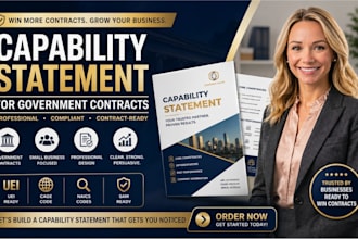 write and design capability statement for government contract and small business