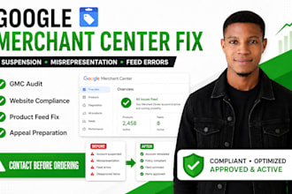 fix suspended gmc, disapproved gmc products and product feed, reinstate gmc