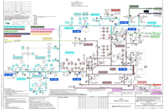 create 2d technical drawings, p and id design, process flow diagrams in autocad