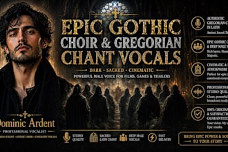 record epic gregorian chant, gothic choir vocals for films, soundtrack and games