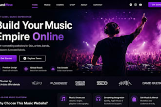design dj website, music artist website, music website, streaming website